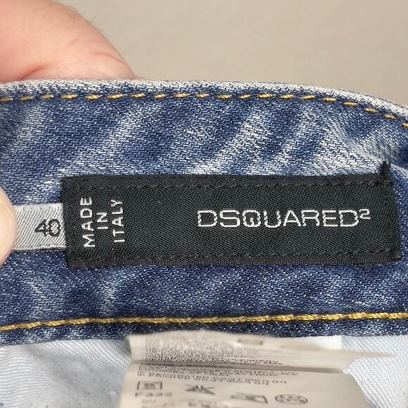 Dsquared2 Slim Straight Denim Jeans Blue Size IT 40 Distressed Streetwear Y2K - Picture 3 of 15